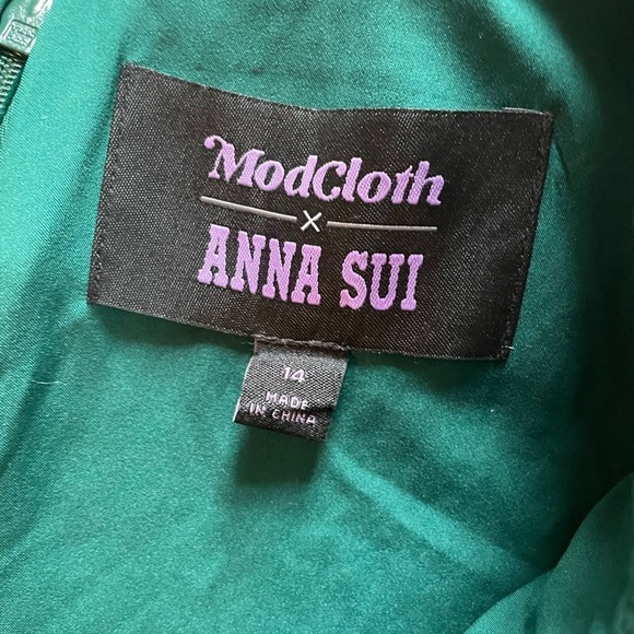 Modcloth X Anna Sui Collaboration Green & Gold Dress. New with tags. Size 14 - Picture 8 of 14